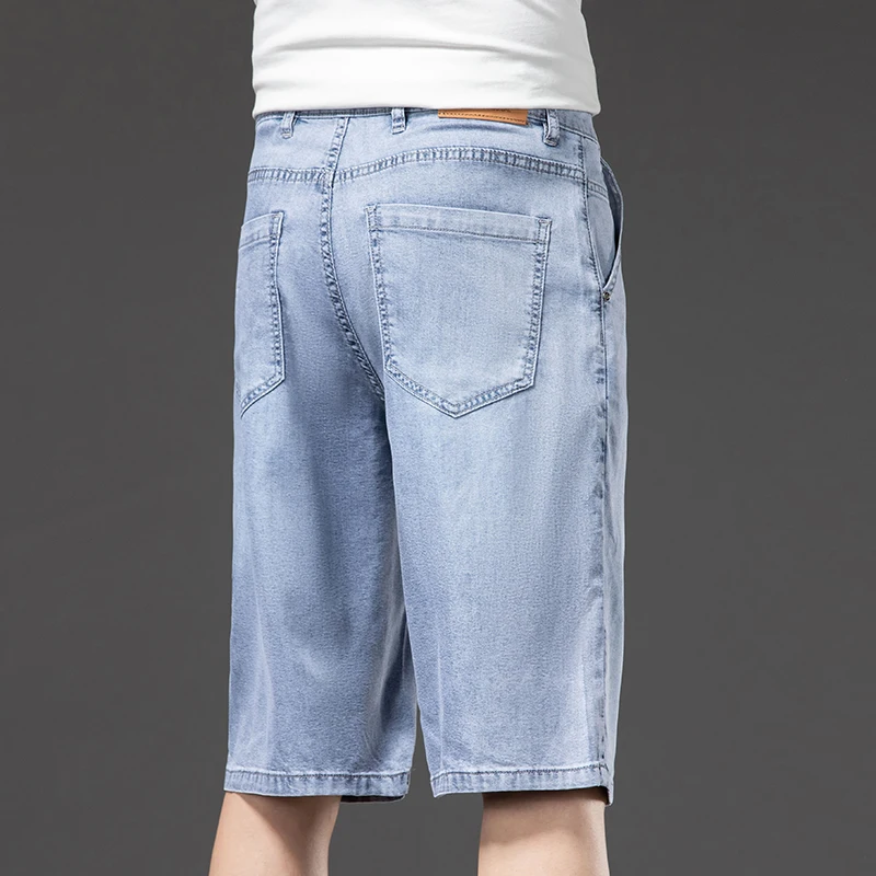 Lyocell Thin Men's Baggy Denim Shorts Loose Summer Casual  Stretch Soft Straight Jeans Male Brand Shorts Male Blue Grey view 2