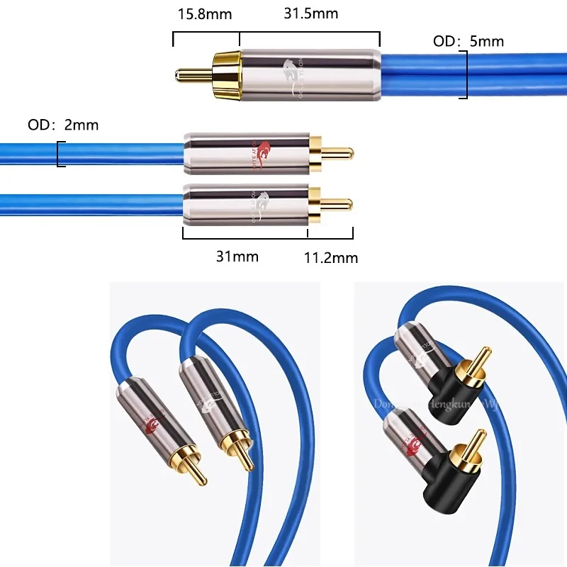 Alone RCA to 2 RCA Male Stereo Hifi Audio Cable for Subwoofer Home Stereo Sound Systems Speaker DVD TV Amplifier Shielded Cords