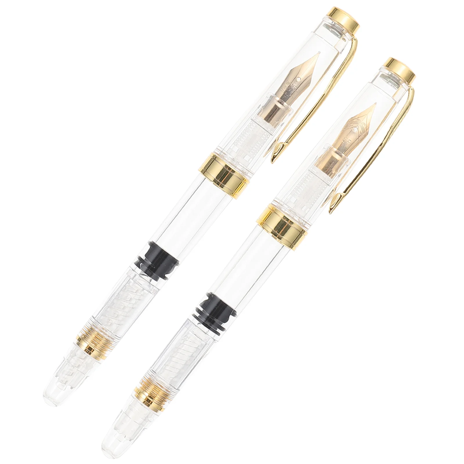 2 Pcs Pen Calligraphy Pens Piston Fountain Students Small Ink Absorber Transparent for Office