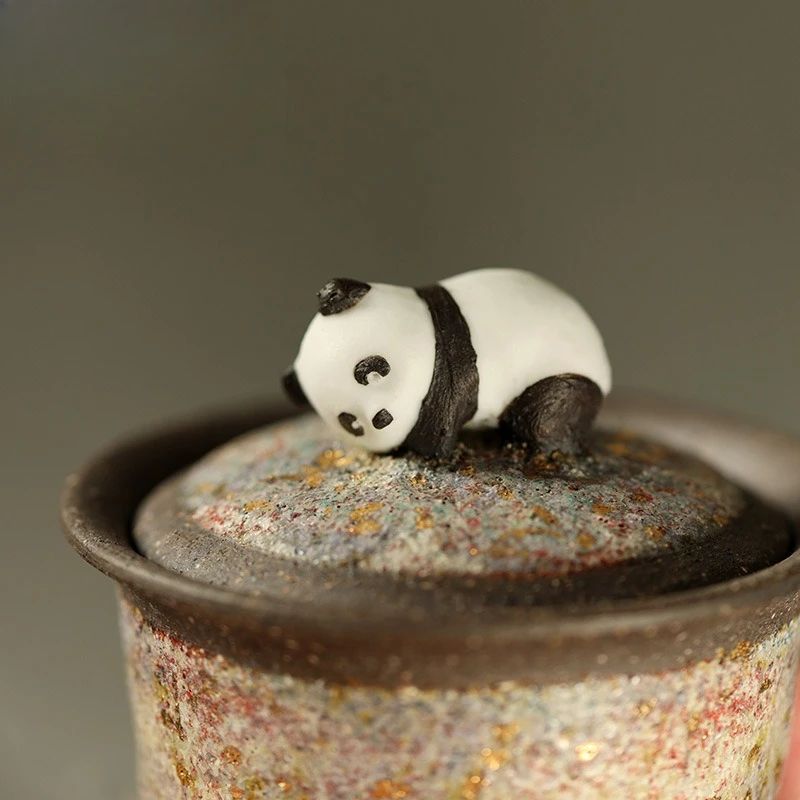 Rock Mine Panda Gaiwan Teacup Gaoyue Handmade Tea Set Sancai Gaiwan Single High-end Not Hot Tea Bowl