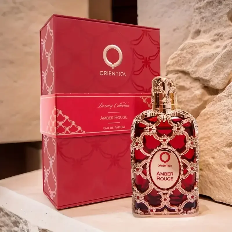 Orientica Royal Amber Rouge Oud azafrán hombres mujeres Eau De spray Unisex botella De vidrio neutro Rosa Colonia olor duradero