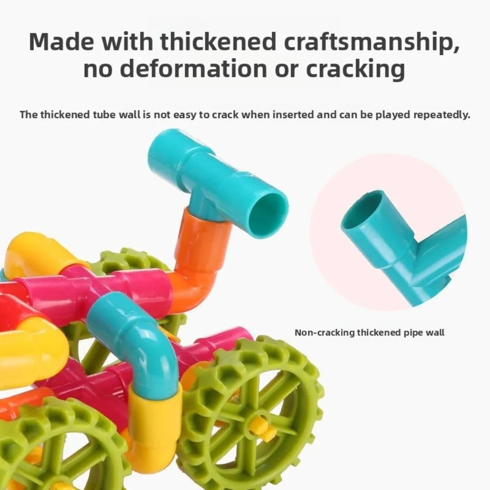 Diy blocos de construção de tubulação de água emenda tubos montagem design construção educacional plástico montessori blocos de construção