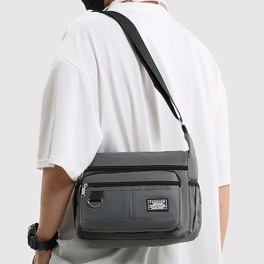 Bolso de mensajero Oxford de ocio para hombre, bandoleras de viaje multicapa con forma cuadrada, bolsillo de almacenamiento con cremallera de gran capacidad para viaje