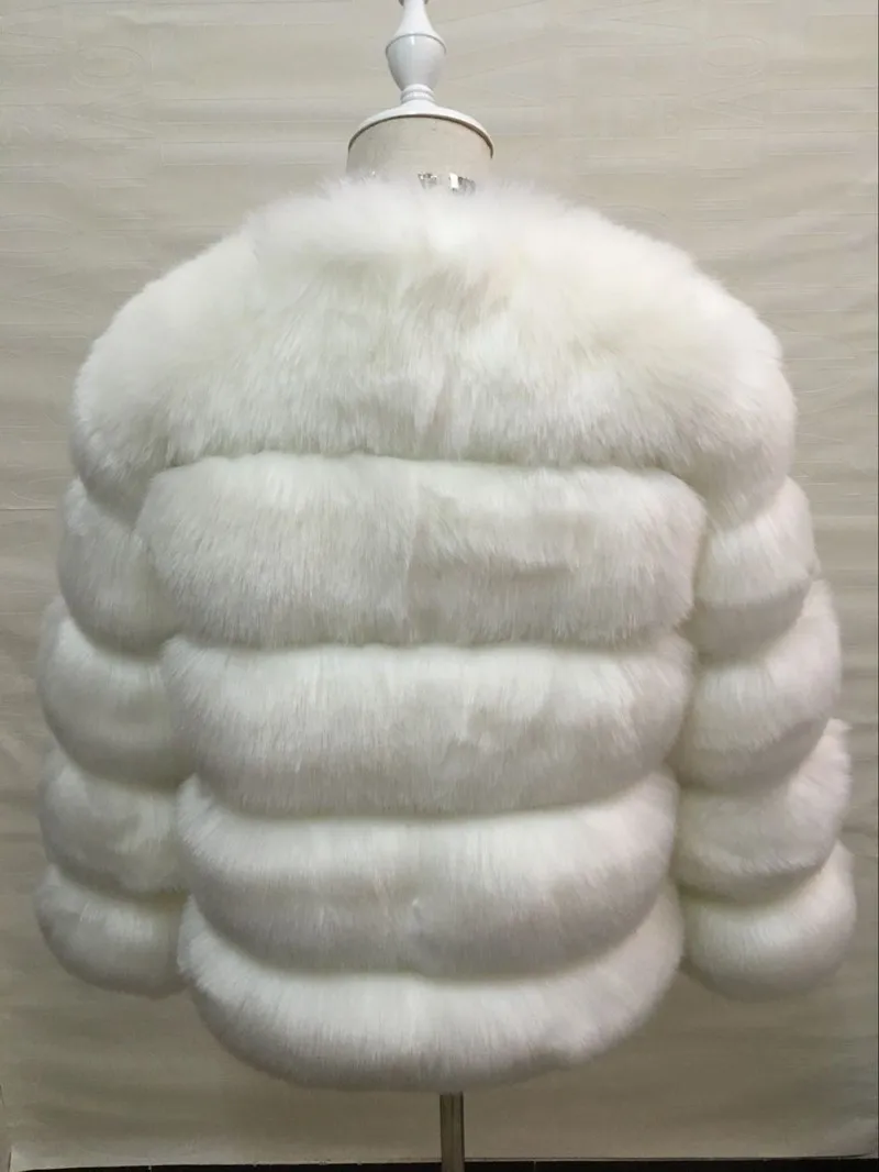 Faux Fur Women Coats Solid Round Neck Full Sleeve Coat Thick Warm Fox Short Open Stitch Elegant Splice Autumn Winter 2024