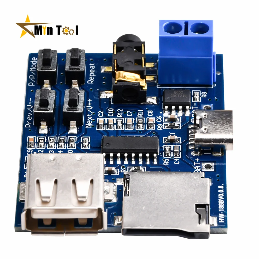 TFCard U Disk Mp3 Format Decoder Board Module Amplifier Decoding Audio Player for Electronic Component Tool