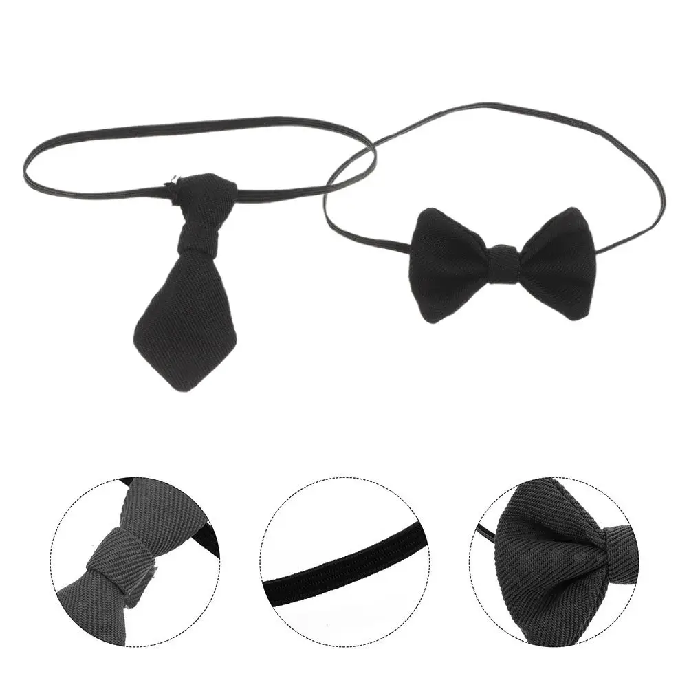 

2Pcs Miniature Cotton Neck Tie Black for 20Cm Dress Up Costume Accessories Dollhouse Bow Tie Decoration Elegant Style