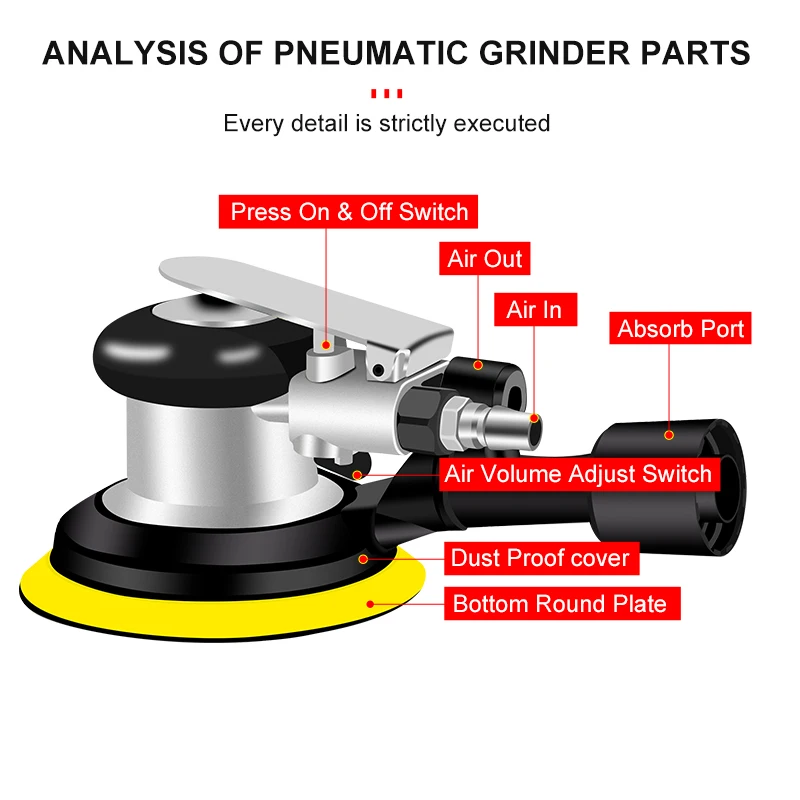 サンダーとグラインダー,木材研磨機,丸型サンドペーパー,トラック研削,空気圧工具,5 \
