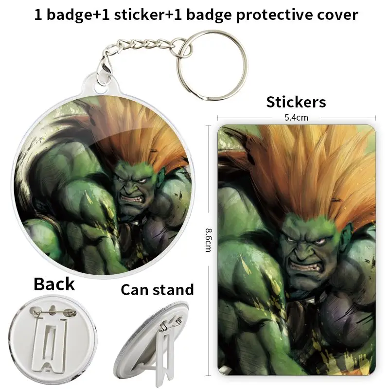 Blanka juego Anime personaje botón suave insignia broche ancla periféricos Pin hojalata pupila moda 58mm colgante de dibujos animados Fandom