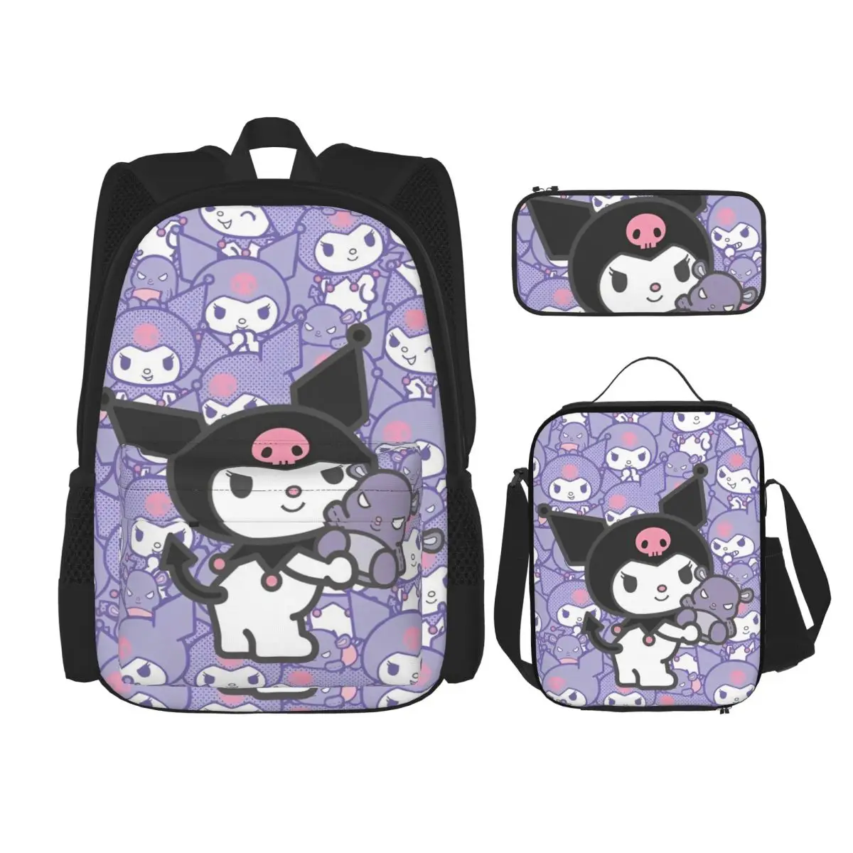 

Kawaii Kuromis Cute Cartoon 3pecs/set Backpack for Student High School Shoulder Bag Lunch bag Pencil Case