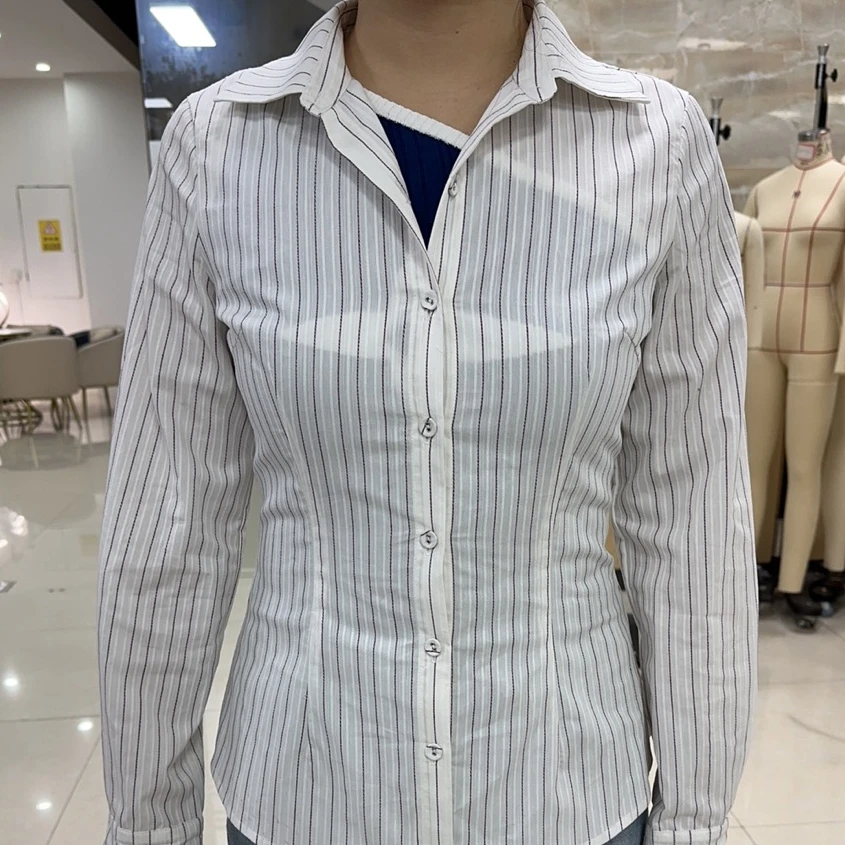 

Womens Long Sleeve Tee Shirt White Vertical Stripe Polyester Shirt Womens Tee Shirts Womens Basic Tees Going Out Casual T Shirt