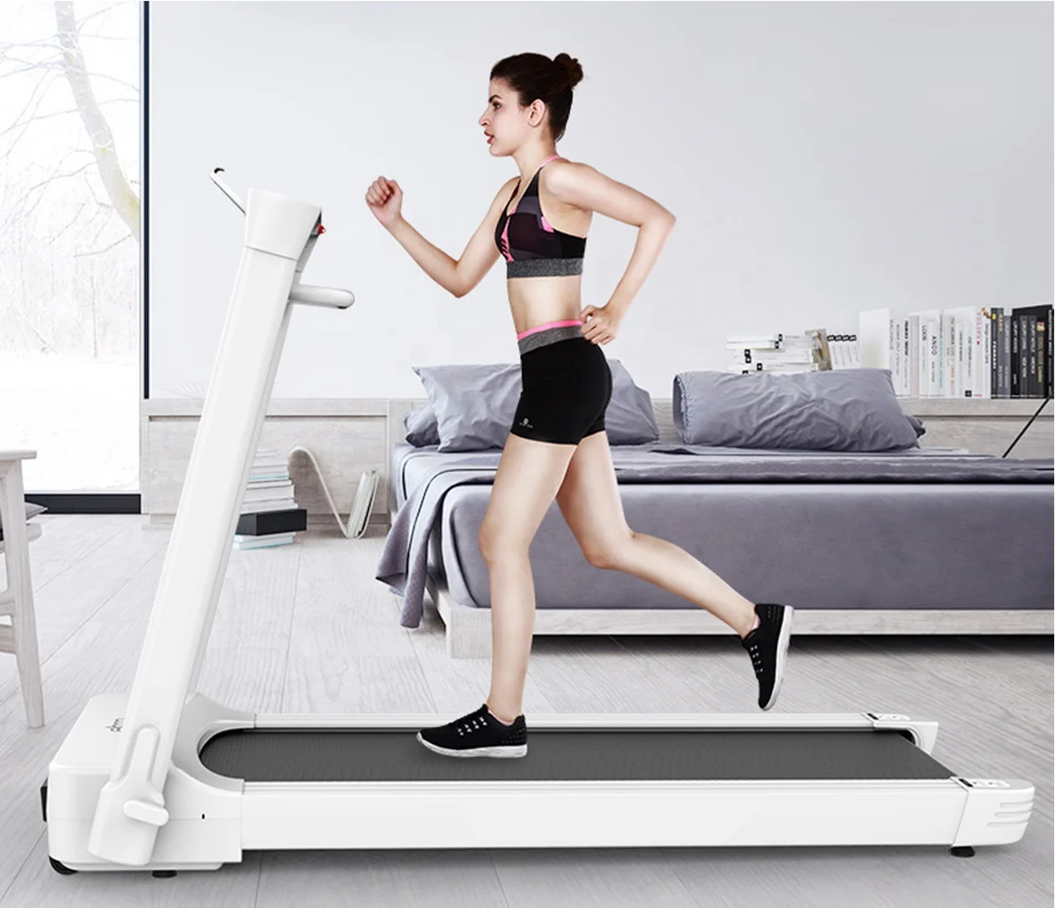 Kstar آلة المشي الصغيرة، محرك بتيار مستمر، مشاية كهربائية قابلة للطي، فرش كربون، مشاية كهربائية مع حامل هاتف