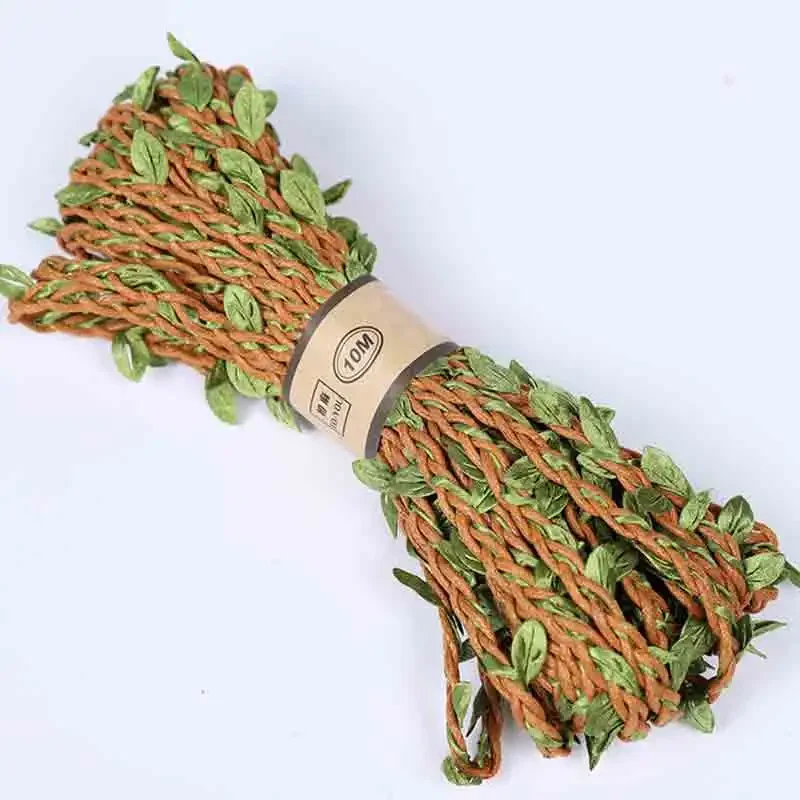 5M DIY Arrival Leaf Rope Natural Hessian Jute Grass Rope Burlap Ribbon DIY Craft Vintage For Home Wedding Party Decorate dostawa