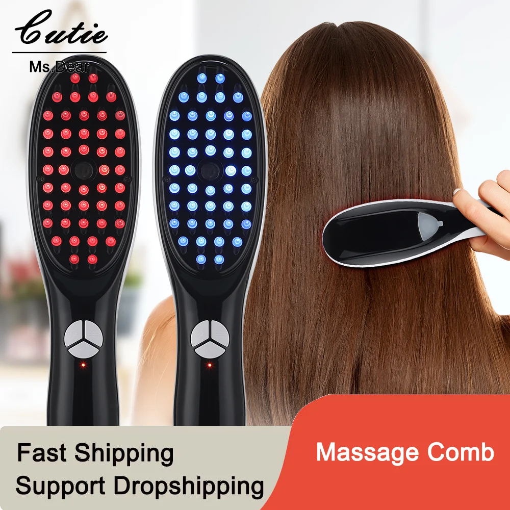 

Electric Vibration Scalp Massager Red and Blue Light Therapy Nourishing Scalp Spray Massage Comb Anti Hair Loss Head Massager