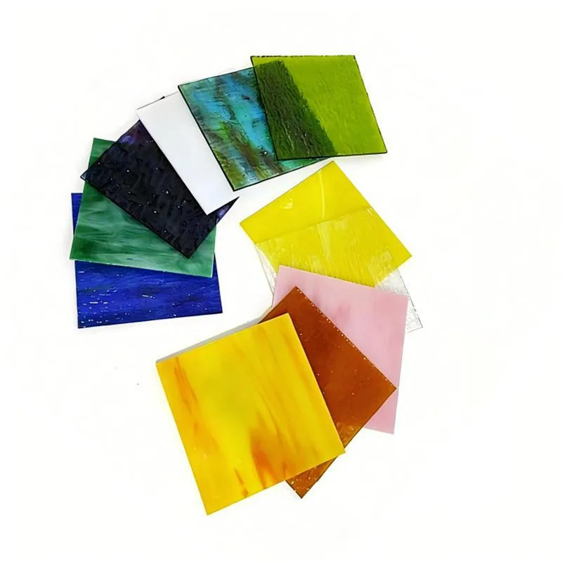 11Pcs 10x10cm Stained Glass Sheets, Mixed Color Textured Glass for Tiffany Lamp Mosaic Art DIY Craft Supplies