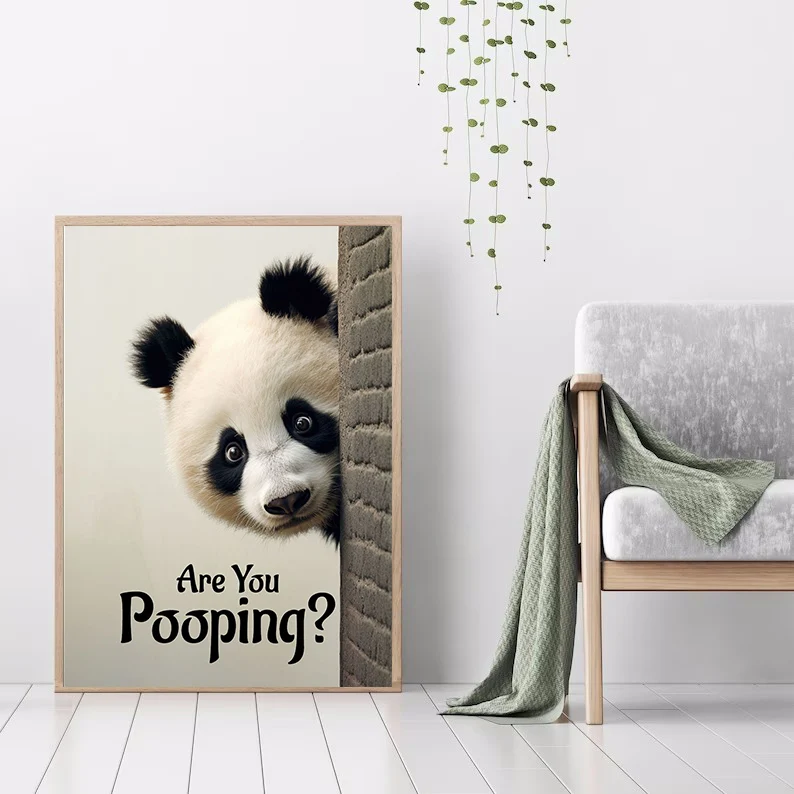 Cute Panda Blowing Bubbles Poster Graffiti Animals Art Print Canvas Painting Wall Pictures Living Room Room Home Decor Gift