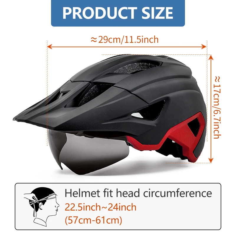 Eastinear-light Cycling Helmet for Men and Women, Sports Safety Protective Gear With Glasses for Adult