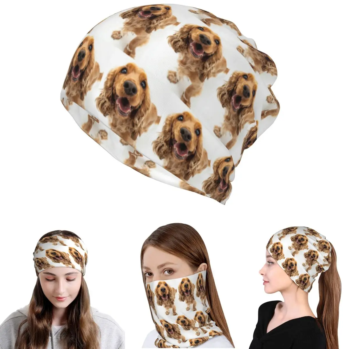 Tail Wagging Wisdom Nurturing Your Cocker Spaniel Spirit Bandana Neck Cover Magic Scarf Cycling Scarf Beanies Hat for Men Women