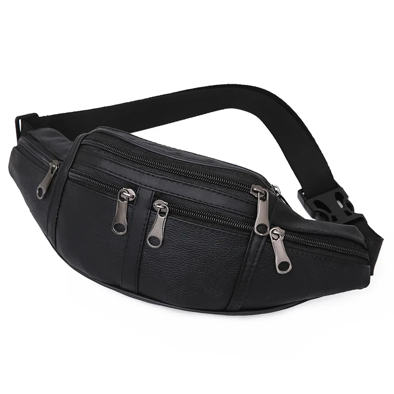 Bolsa de cintura de couro genuíno para homens, saco impermeável Sport Peito Multifuncional Outdoor Running Fanny Pack Bolsa de telefone masculino de