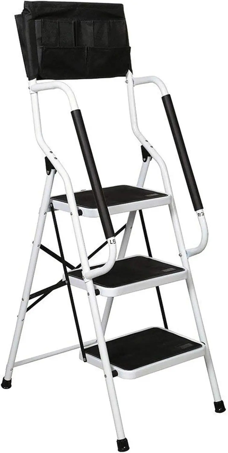 

Ladder with Handrails Capacity Step Stool Folding Ladders for Home Kitchen Steel Frame with Safety Side Handrails