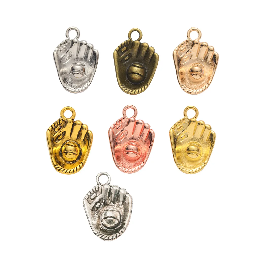 10PCS  22 × 11 × 3MM Zinc Alloy Jewelry Charm Baseball Glove Pendant LJ1415