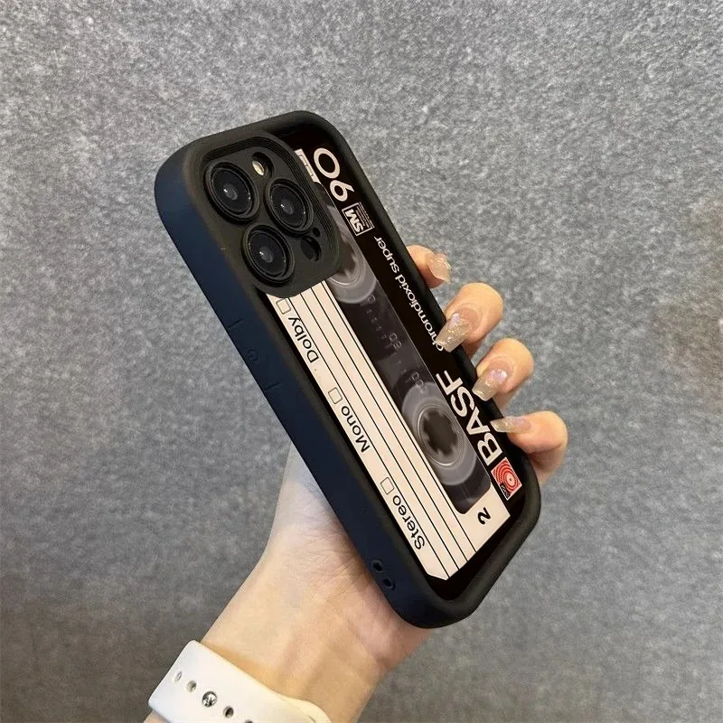 幸運のテープ柄シリコン製ソフトフォンケース iPhone 16 15 14 Plus 13 12 11 Pro Max用 耐衝撃シリコン製背面フォンカバー