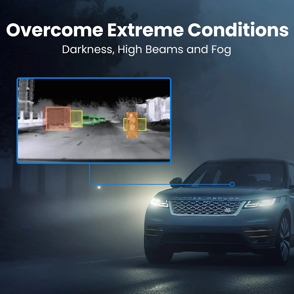 كاميرا تصوير حراري 512*384 للسيارة شاشة 6.4 بوصة 328 ياردة كاميرا للرؤية الليلية التحكم الصوتي تسجيل الفيديو ، دعم WIFI