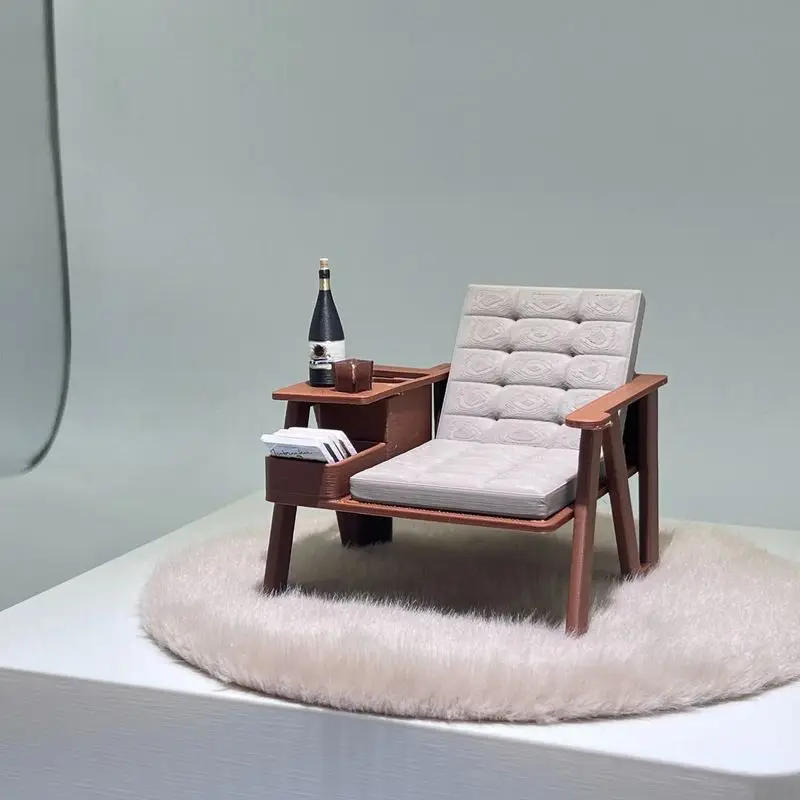 1/12 miniatura espreguiçadeira modelo artesanato impressão 3d simulação cadeira de leitura diorama casa de bonecas móveis ornamento de mesa