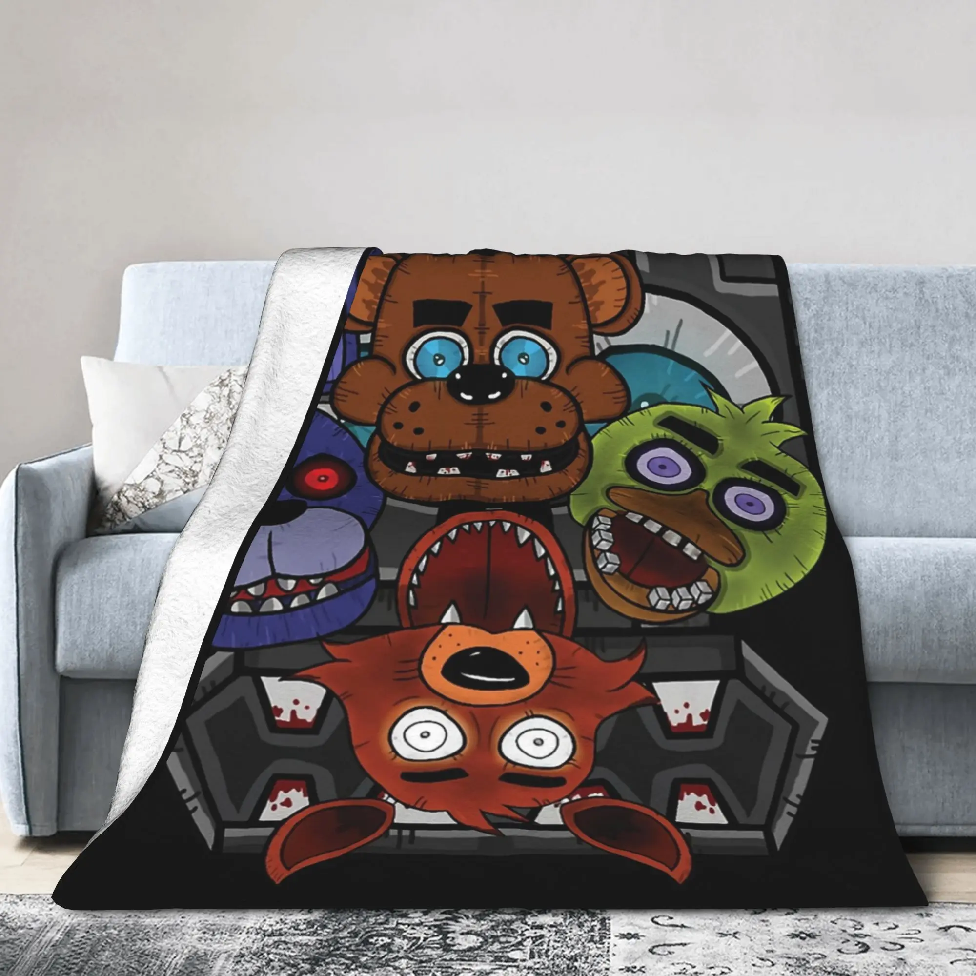 FNAF At Freddys Blankets Fleece Print   Multifunction Super Soft Throw Blanket for Sofa Car Bedding Throws