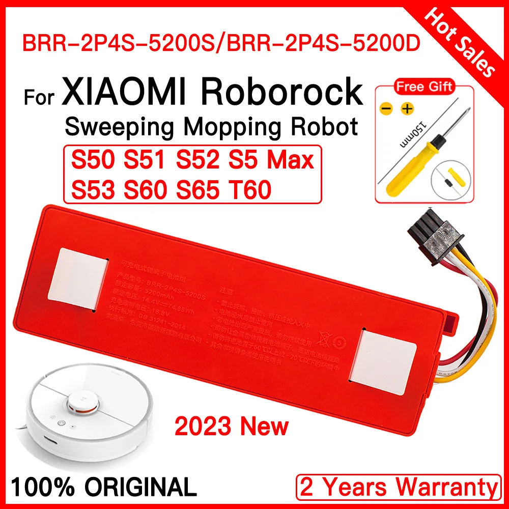 Original Replacement Battery BRR-2P4S-5200D 5200mAh for XIAOMI 1S 1ST Roborock SDJQR01RR Sweeping Mopping Robot Vacuum Cleaner