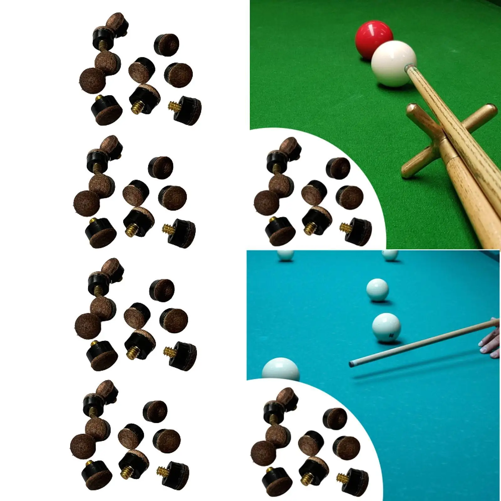 10x Biljartkeus Tips Biljart Spel Repareren Benodigdheden Biljart Accessoires Draagbare Pool Stick Tips voor Poolkeus en Snooker