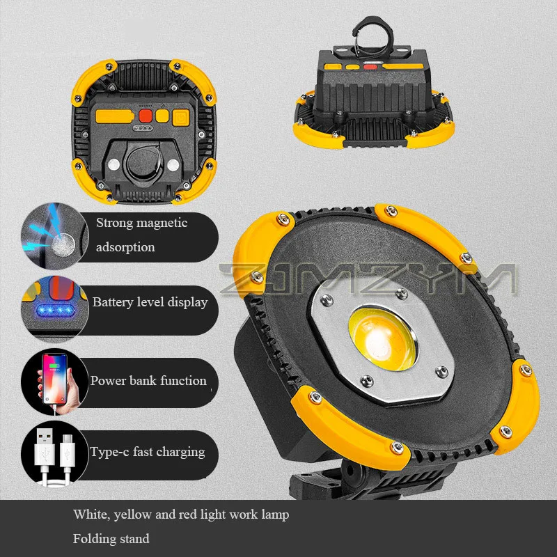 LED Spot Light Super Bright COB Work Lights Multifunctional Portable Flashlight With Magnetic For Camping Car Inspection Repair