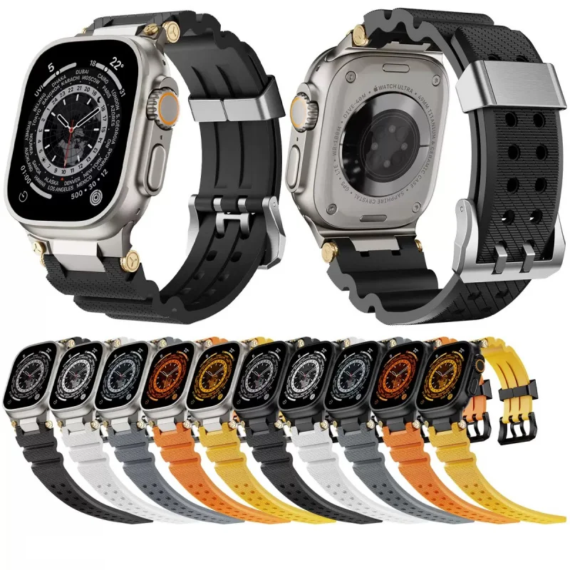

Silicone Sports Strap for Apple Watch Ultra 2/1 49mm Series 10 46mm 9 8 7 45mm Rubber Band for IWatch 6 5 4 Se 44mm Bracelet