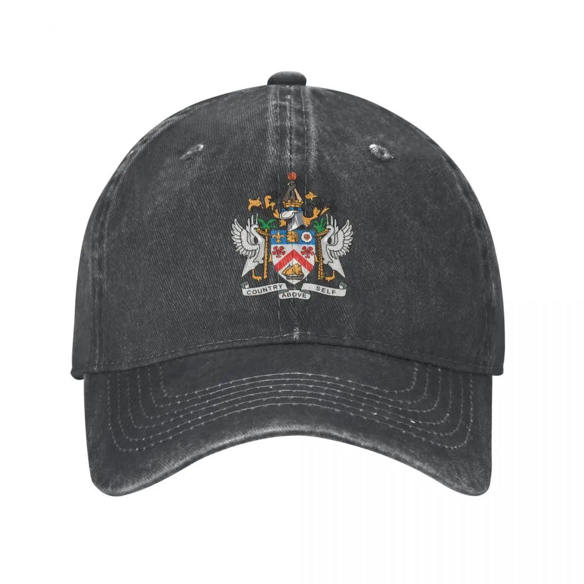 

Men Baseball Cap Saint Kitts And Nevis Emblem Charcoal Washed Denim Classic Vintage Cotton Dad Trucker Hat Unisex Adult