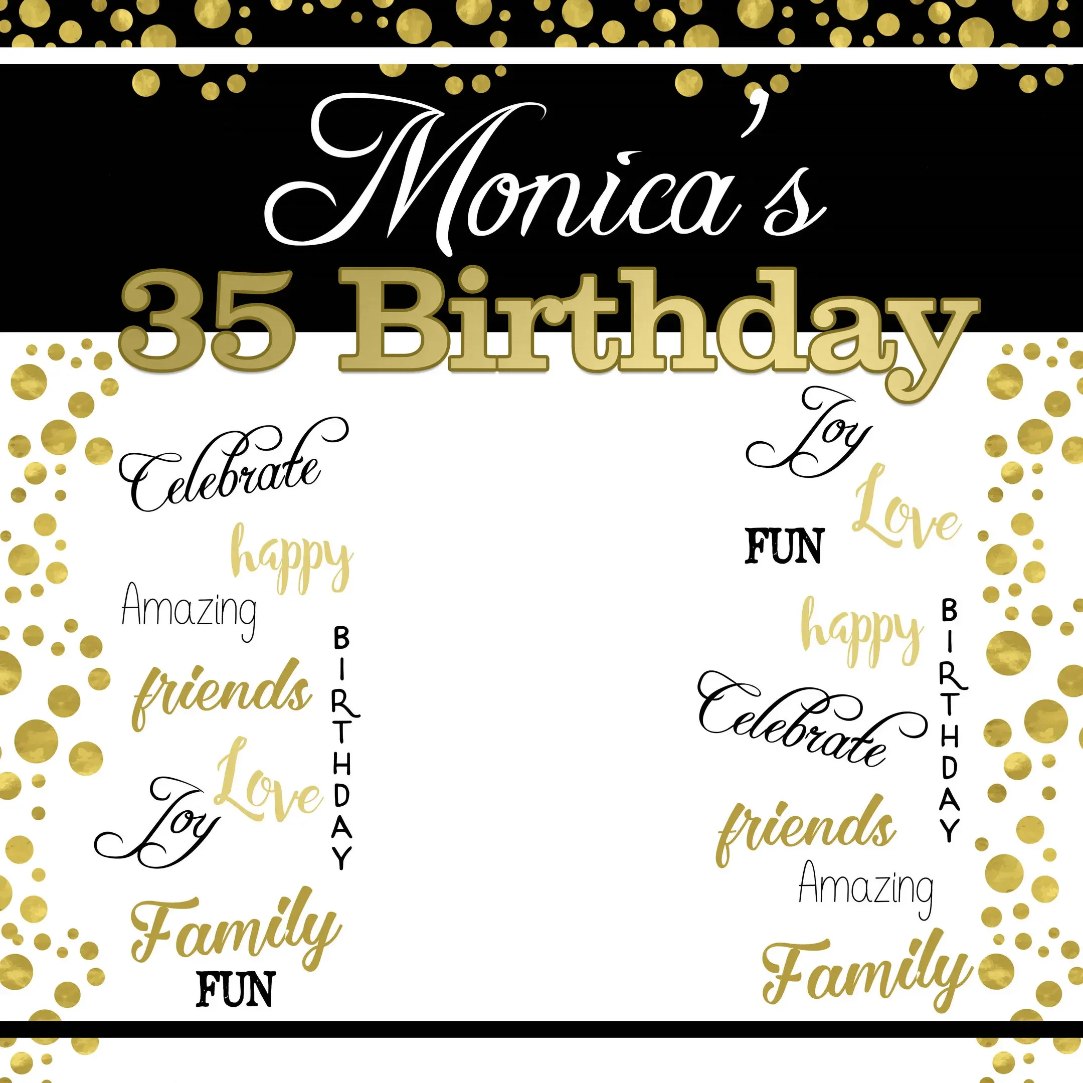 

custom 35 Birthday Words Gold Polka Dot backdrop High quality Computer print party photography studio background