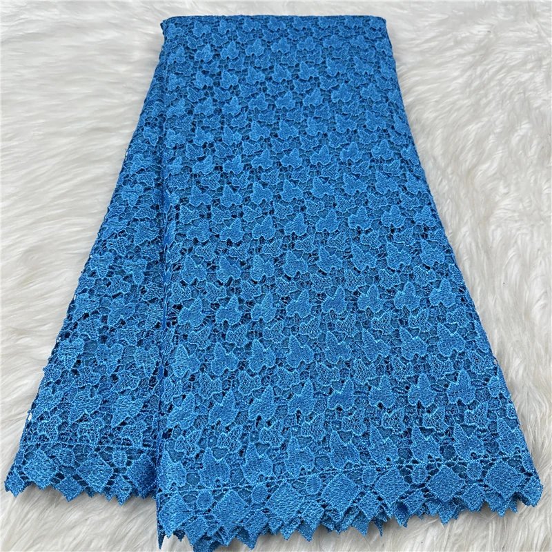 

5 Yard Pure Color soft water soluble French Guipure Lace African Tulle Cord Net Embroidered Fabric For Wedding Party 18L2101202