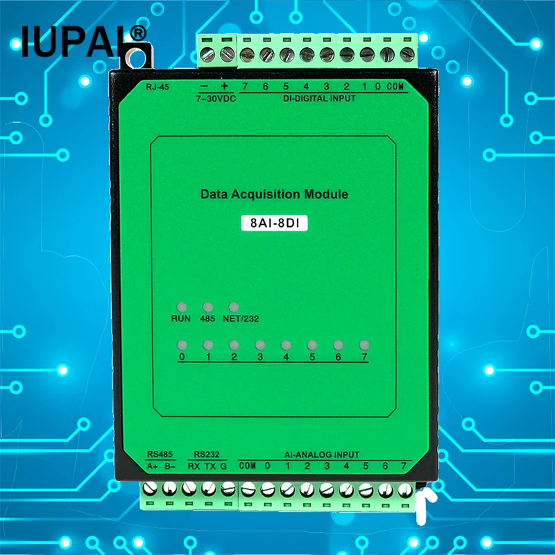 8AI-8DI อีเธอร์เน็ตอินพุต8ช่องอนาล็อก8ช่องอินพุตดิจิตอล TCP โมดูลควบคุมการเข้าซื้อกิจการโมดูล Modbus RS485 232