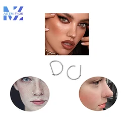 1 Pcs F136 Titanium Earrings D-Ring 16G Closed Button Lip Ring Minimalist Punk Style Nose Jewelry Body Piercing Jewelry