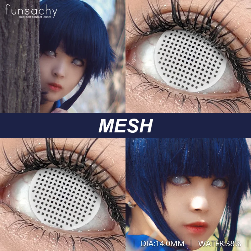 FUNSACHY Cosplay VAMPIRE Contact Lenses for Halloween Eyes Lens Strange Colored Contacts Lens Blind Black Mesh White Cosplay Len