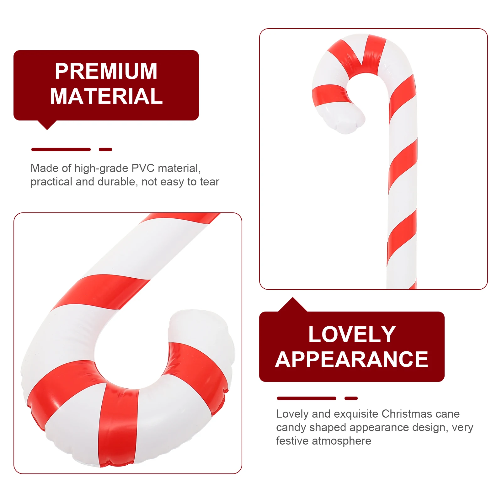 

NUOBESTY 4Pcs Giant Inflatable Christmas Candy Canes Walking Stick Props Lollipops Balloons Xmas Party Decor for Elderly Fun