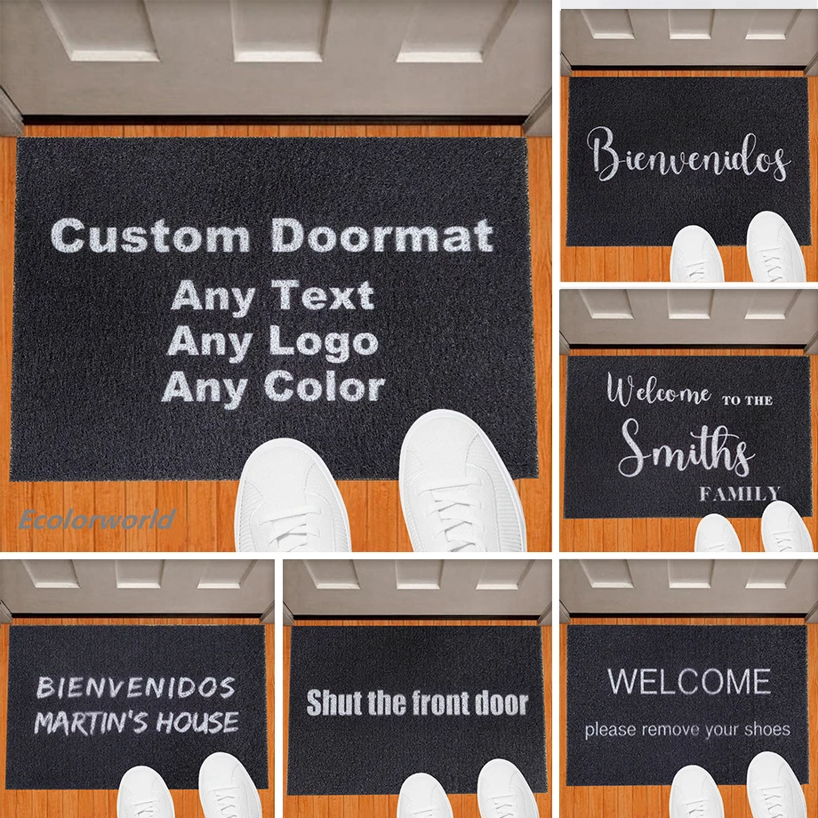 Personalized Doormat Entrance Welcome Mats Hallway Doorway PVC Rugs Custom Floor Mat Carpet Dust Proof Any Color Any Logo