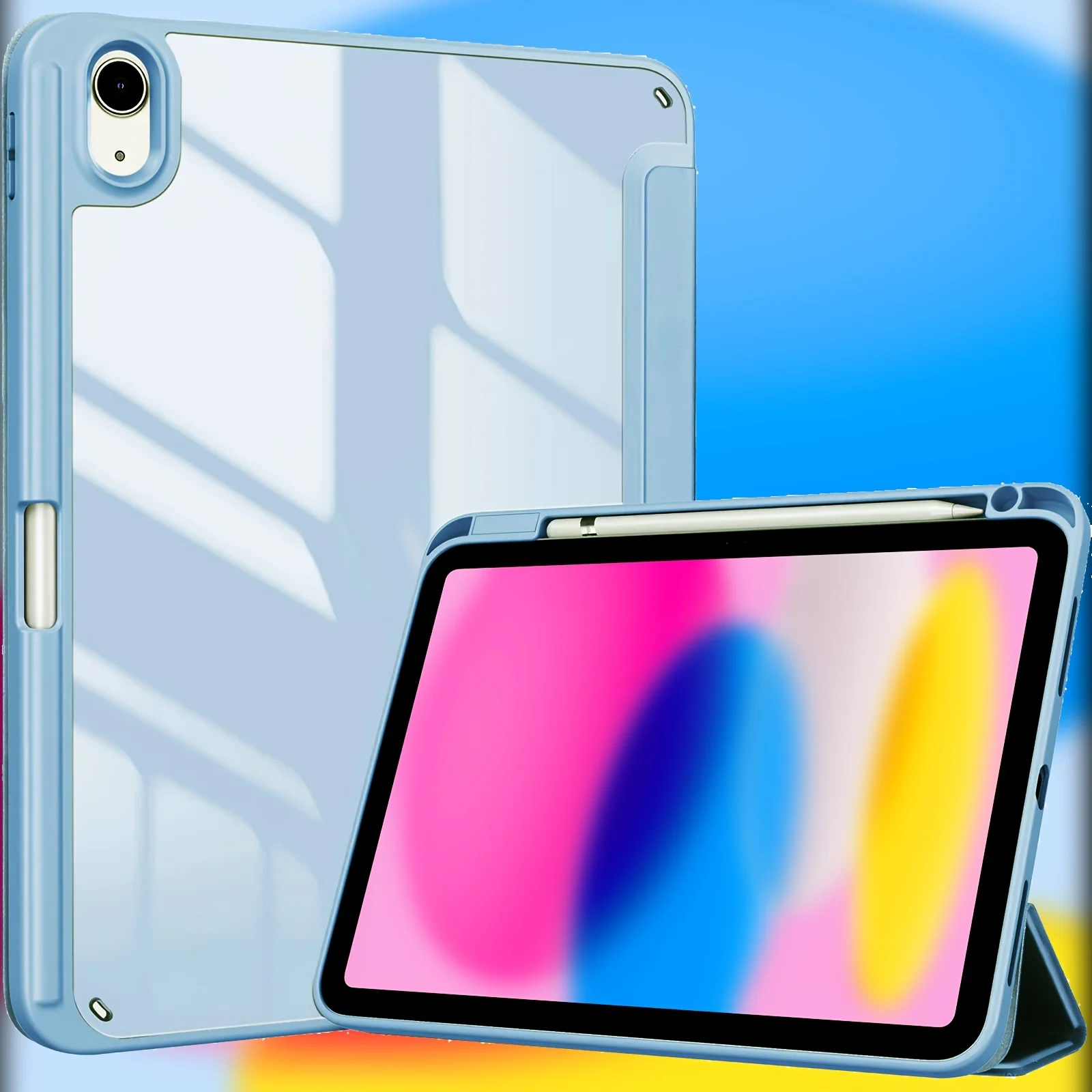 Hülle für iPad 10/11th Gen 10.9, 9/8/7th Gen 10.2, 5/6th 9.7, Air 10.9 M3 M2 11, Pro 11 M4, Mini 7/6/5/4 Wake Clear PC Cover
