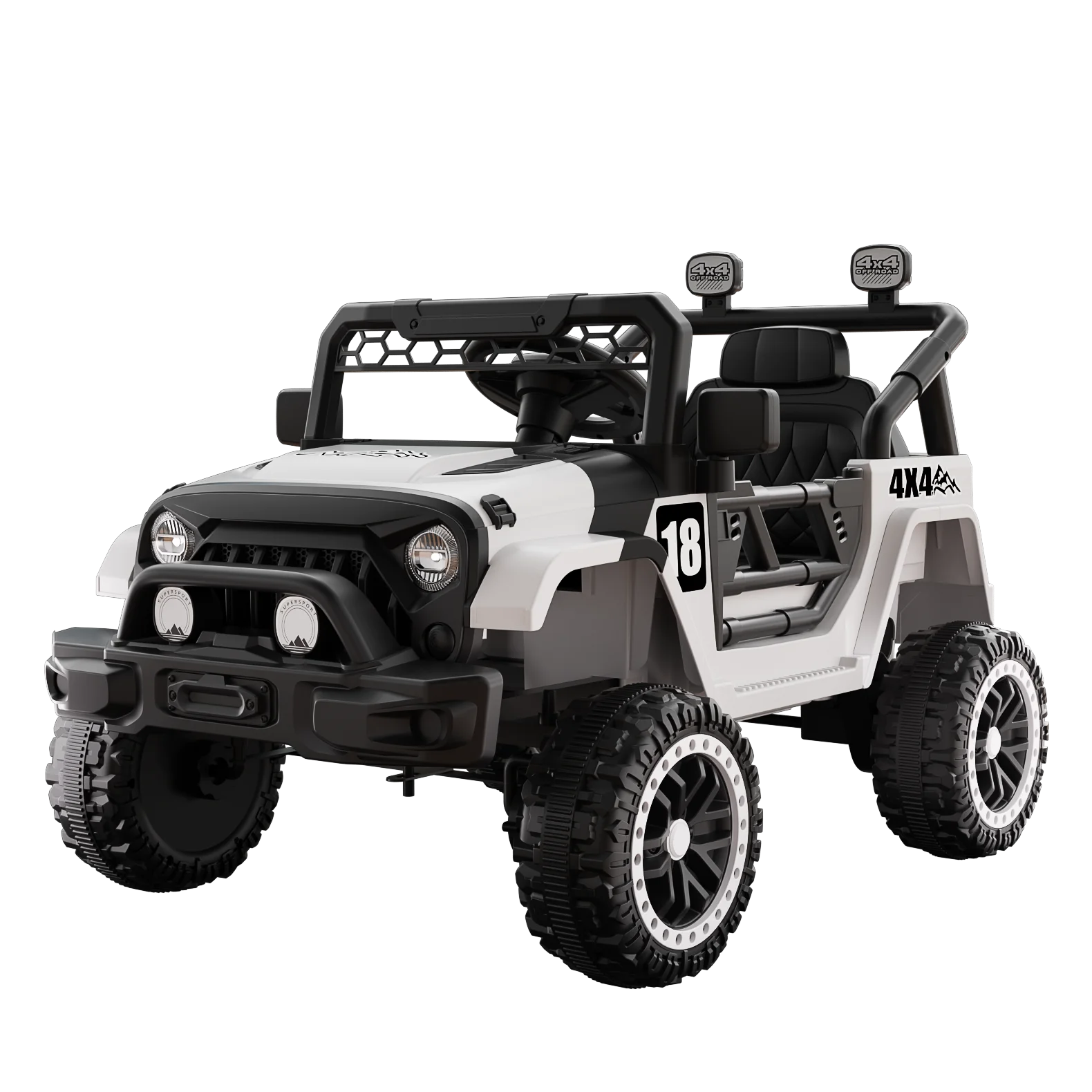 12V Kids Ride on Electric Car with Parent Remote Control Adjustable Seat Suspension LED Lights Music Player 2.8MPH Black White