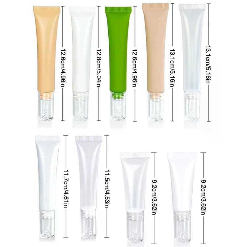 10/15/20 جرام أنابيب مستحضرات التجميل الناعمة واقية من الشمس كريم غسول الأساس السائل زجاجات إعادة الملء حمض الهيالورونيك قطارة زجاجة فارغة