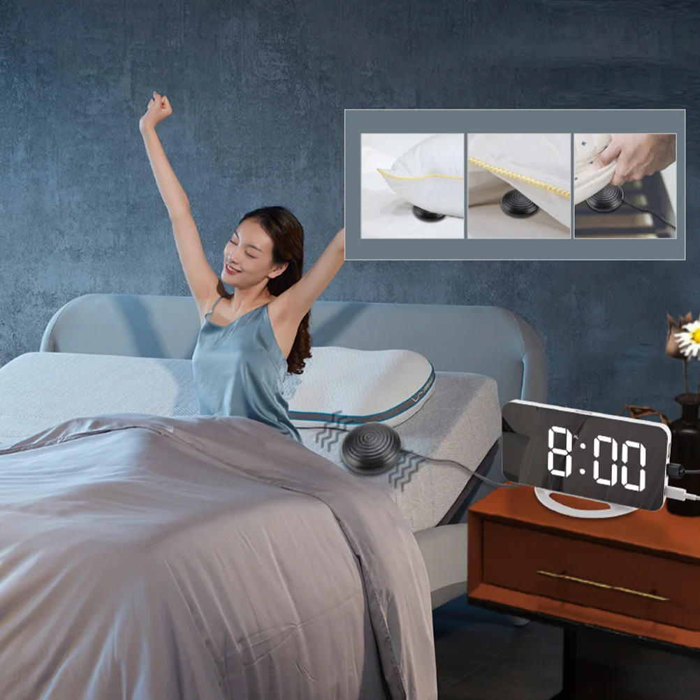 

1Set Digital Vibration Alarm Clock Mirror Design Super Loud Bedroom Alarm Clock Large LED Screen Adjustable Brightness