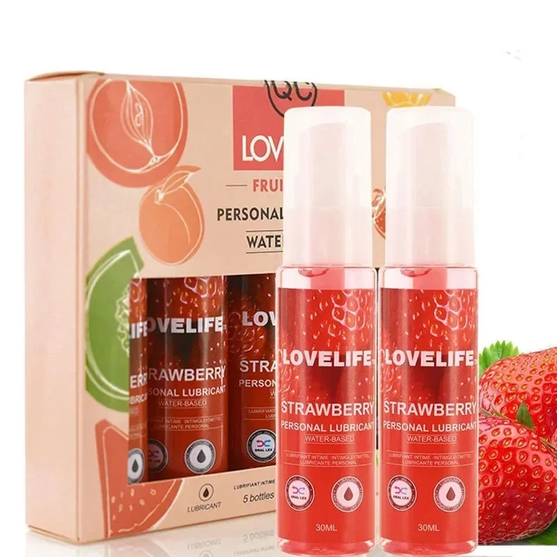 30ml Strawberry Flavor Edible Lubricant for Anal Vaginal Oral Sex Silicone Lubricating Oil Adult Sex Products Body Massage Gel