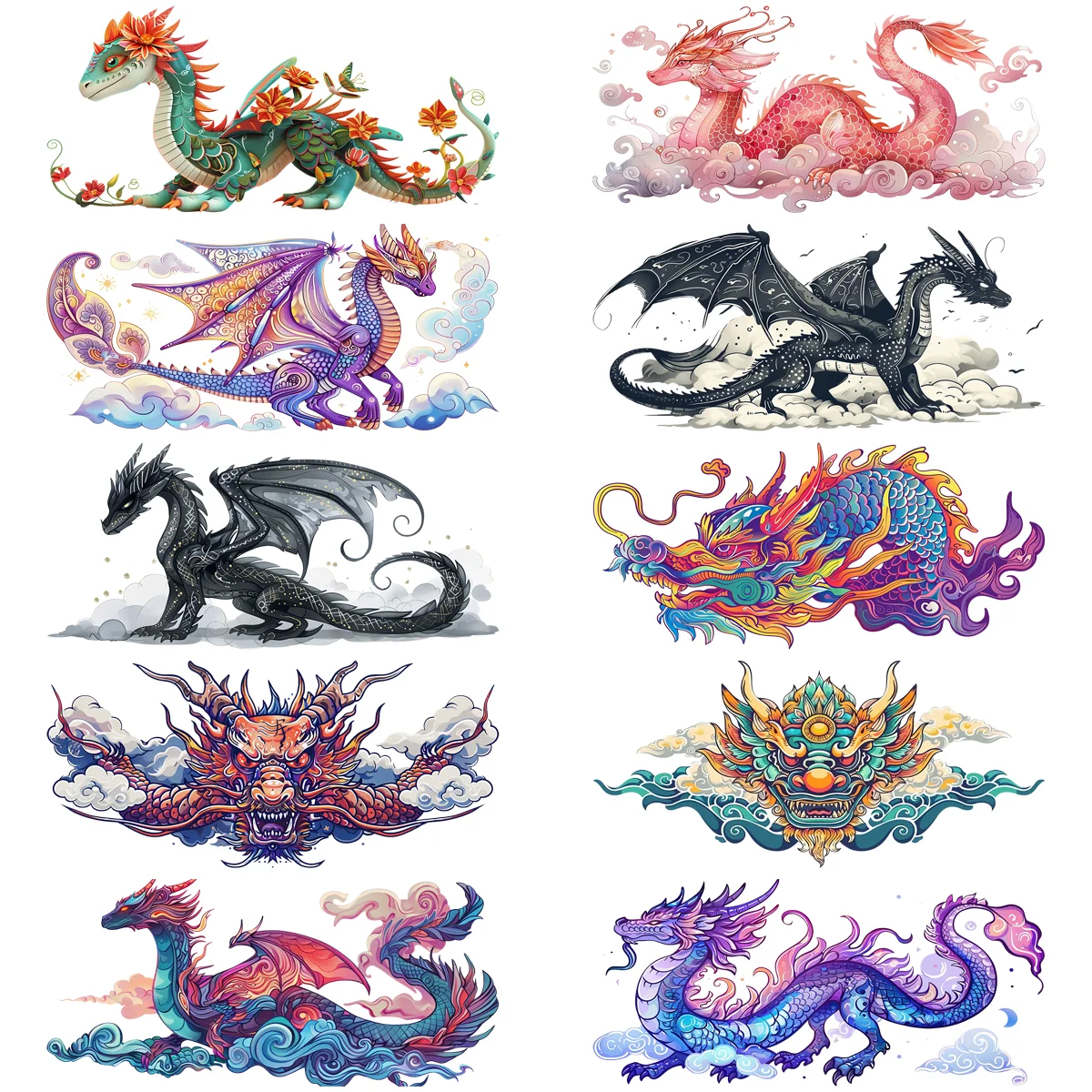 Loong dragon Series easy peel waterproof DIY Decals Retro Beauty 3D transfers uvdtf crystal sticker 16oz uv dtf cup wraps
