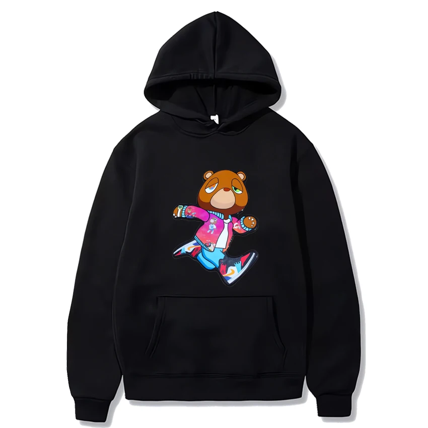 Kanye West Graduation Bear Graphics Hoodie 2024 Men Women Hip Hop Hooded sweatshirts Fleece Unisex Long sleeve Pullover hoodies