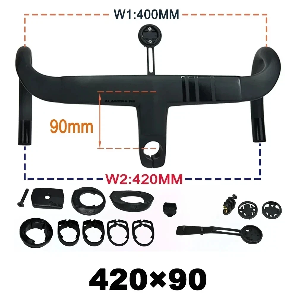 2025 New Road Handlebar DE Alanera RS T1000 Carbon Aero Lightweight 340g Integrated for Professional Cycling RHM EVO Shape image 3