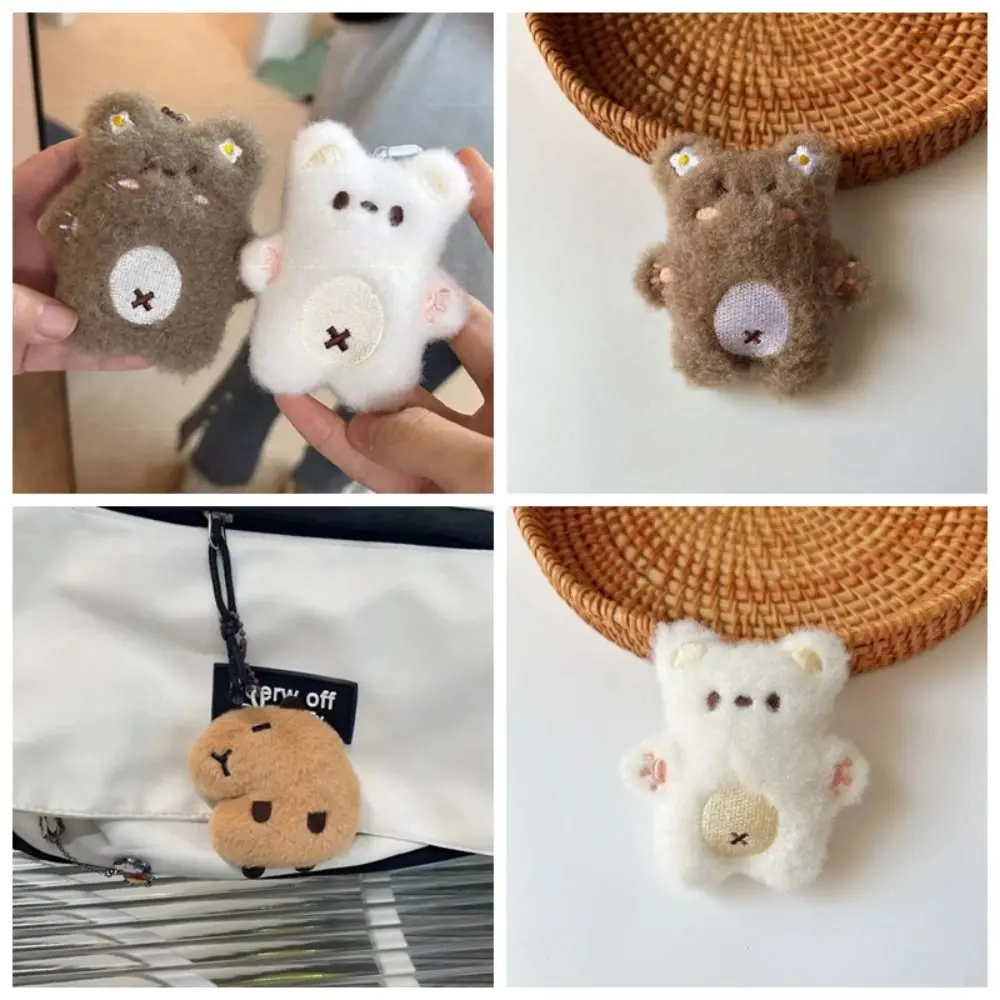 LLavero de peluche de oso suave creativo para apretar, llavero con colgante de oso chirriante de peluche de dibujos animados, juguetes de peluche para pareja