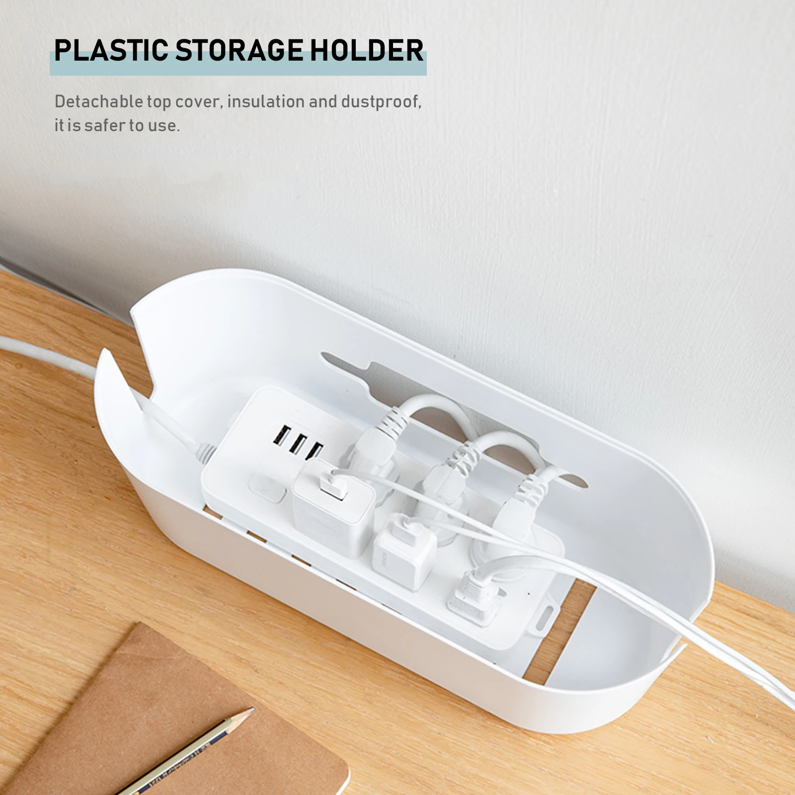 

1pc Plastic Cable Organizer For Power Strip Data Line Storage Holder Household Container Detachable Cover Lightweight Durable